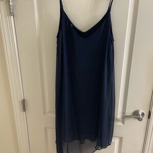 White House Black Market Asymmetrical Navy Dress